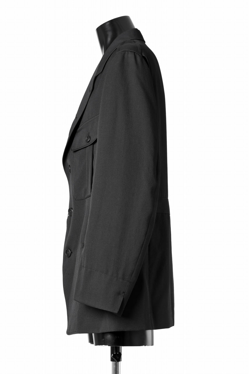 Y's for men Z ACTION PLEATS JACKET / WRINKLED GABARDINE (BLACK)