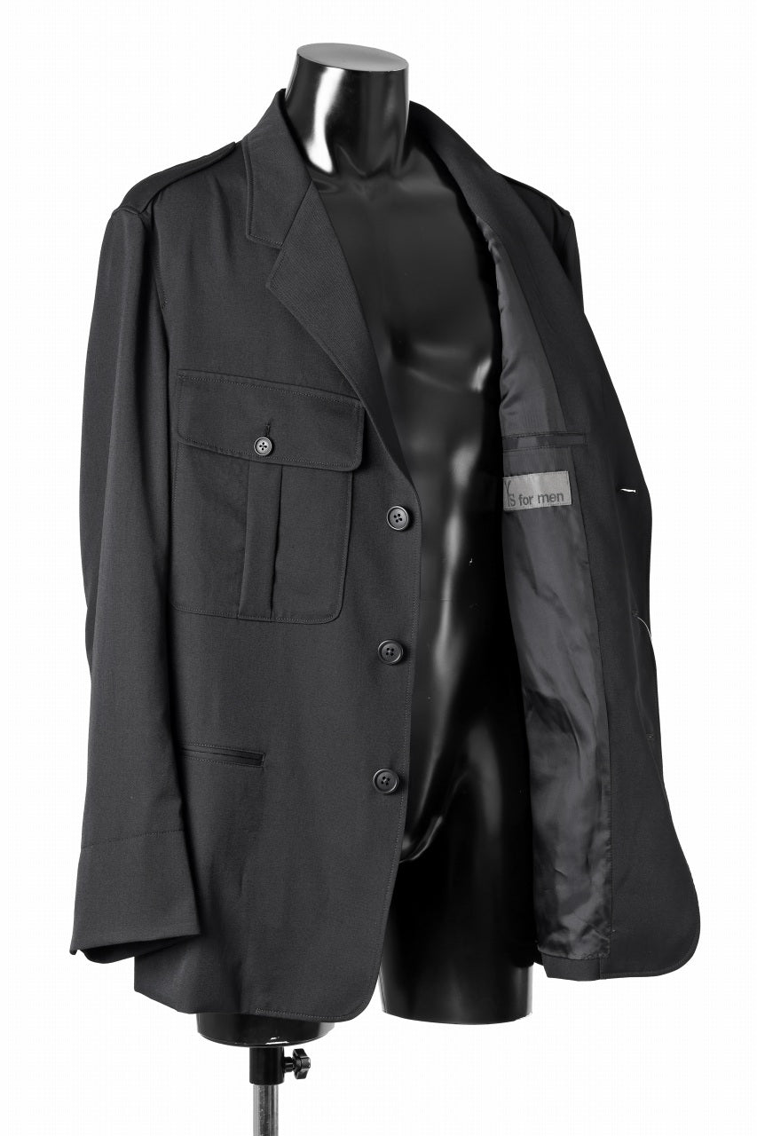 Y's for men Z ACTION PLEATS JACKET / WRINKLED GABARDINE (BLACK)