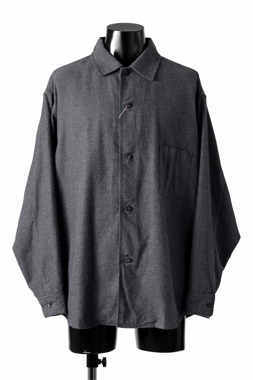 CAPERTICA OVER SIZED CPO SHIRT / YAK & COTTON SOFT FLANNEL (CHARCOAL)