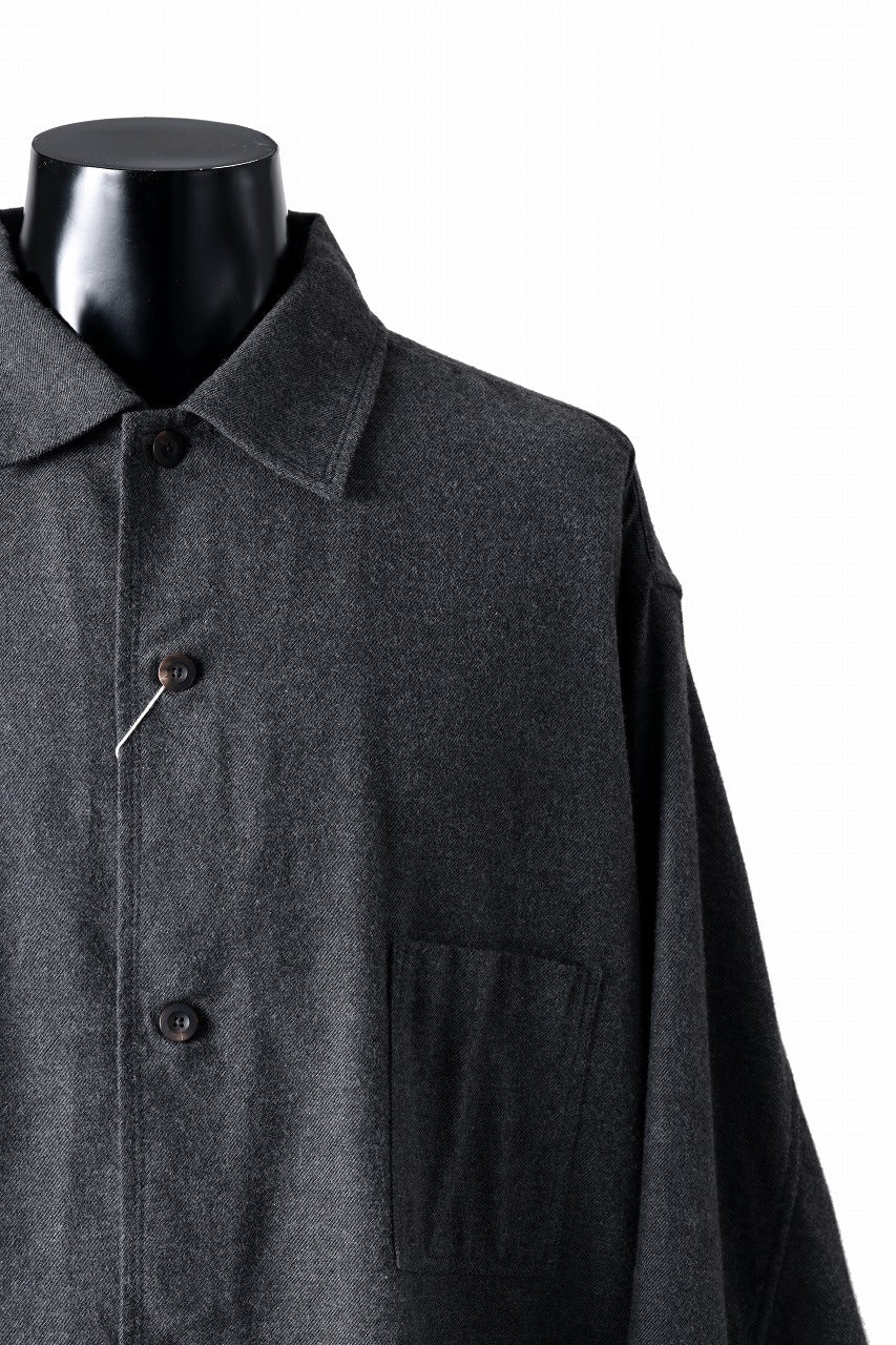 CAPERTICA OVER SIZED CPO SHIRT / YAK & COTTON SOFT FLANNEL (CHARCOAL)