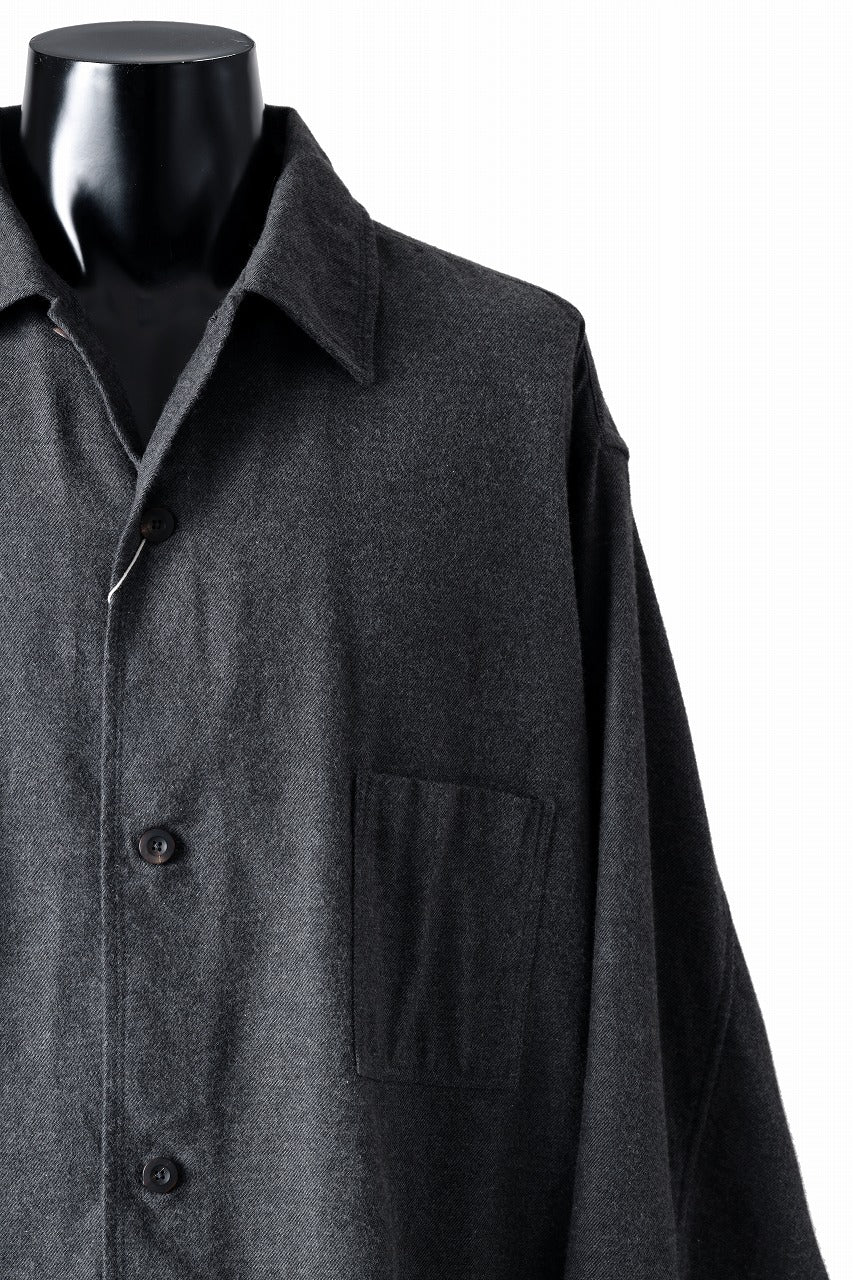 CAPERTICA OVER SIZED CPO SHIRT / YAK & COTTON SOFT FLANNEL (CHARCOAL)