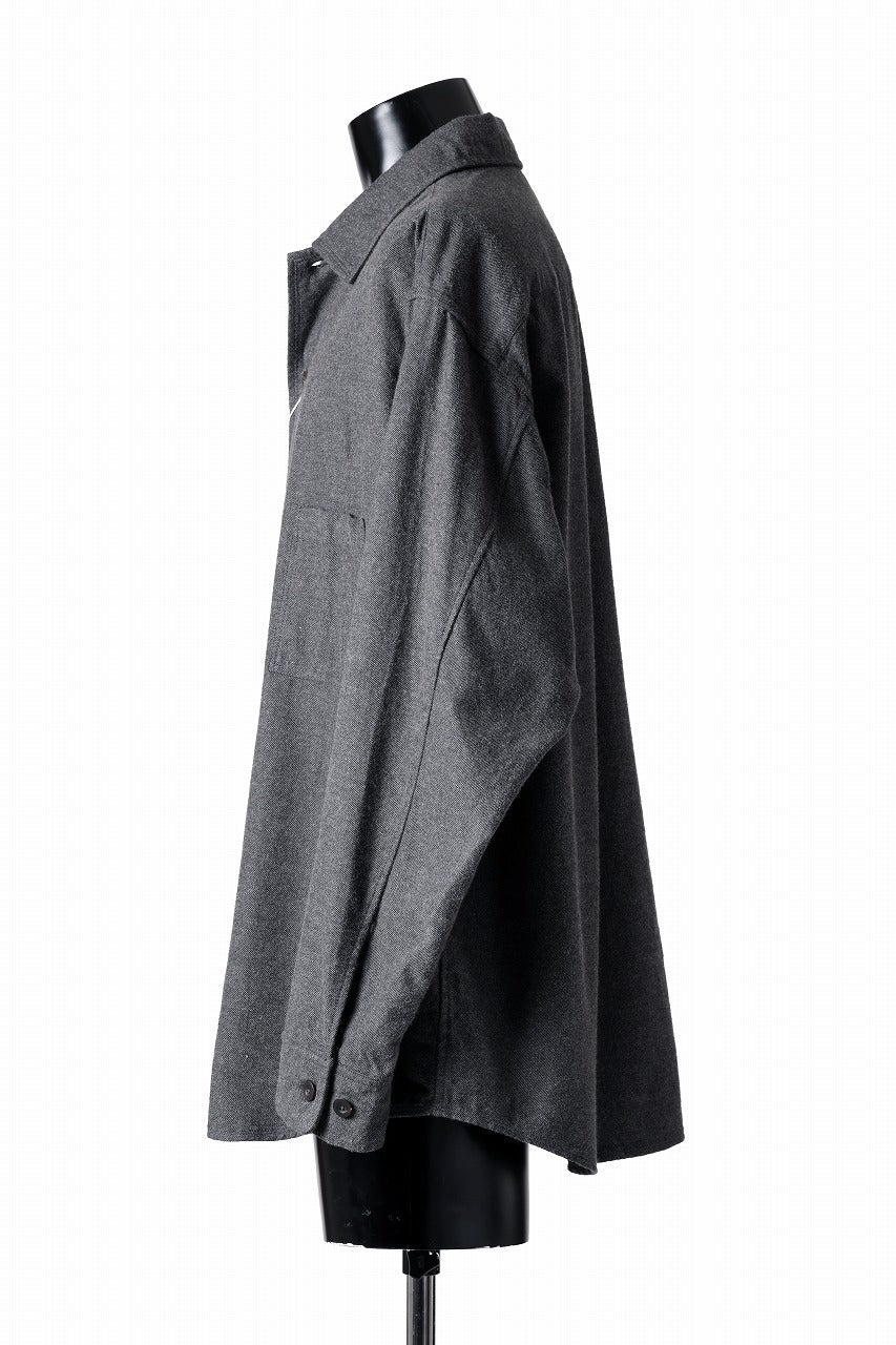 CAPERTICA OVER SIZED CPO SHIRT / YAK & COTTON SOFT FLANNEL (CHARCOAL)