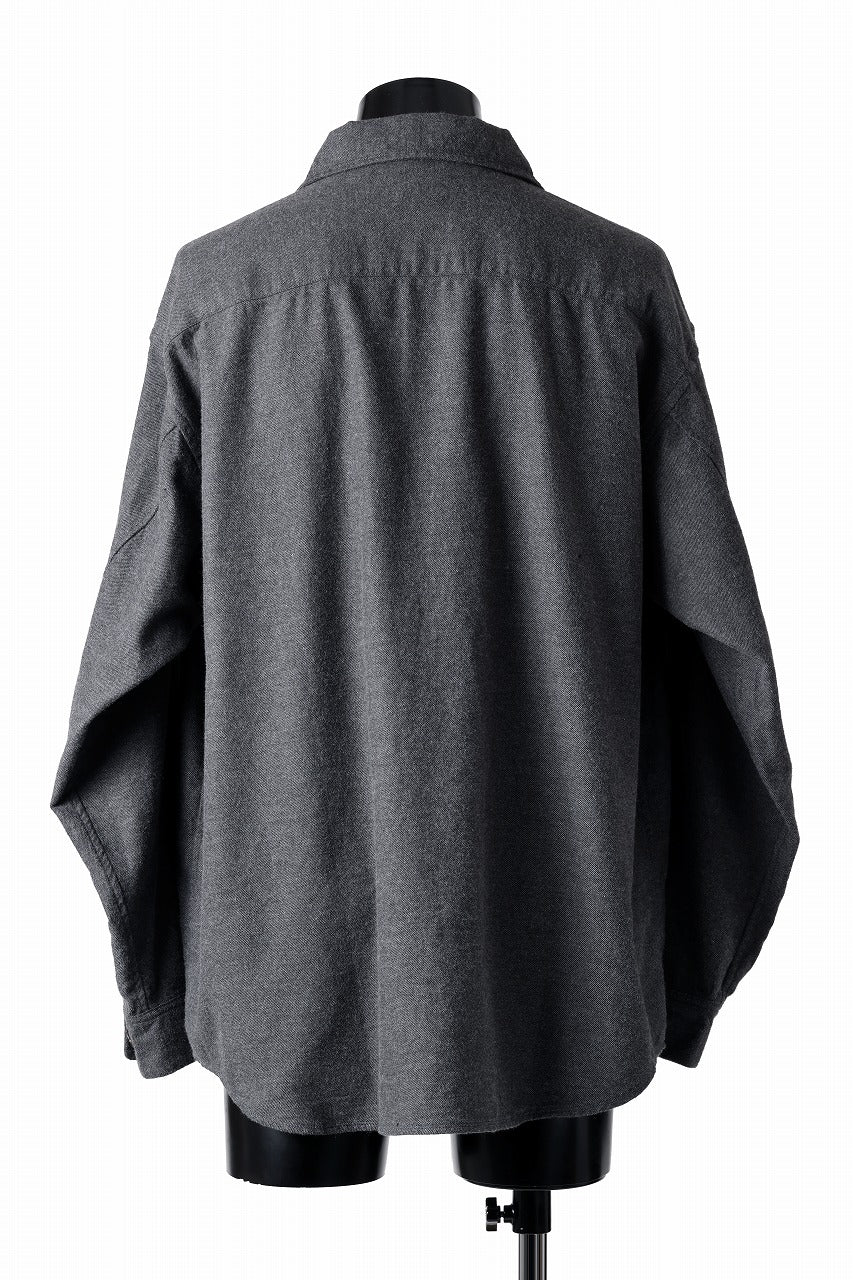 CAPERTICA OVER SIZED CPO SHIRT / YAK & COTTON SOFT FLANNEL (CHARCOAL)