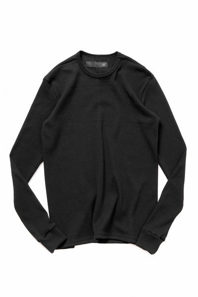A.F ARTEFACT CREW NECK TOP / WAFFLE KNIT JERSEY (BLACK)