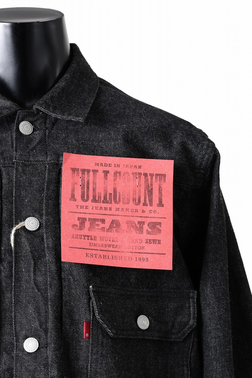 FULLCOUNT Type 1 Black Denim Jacket / 13.7oz Zimbabwe Selvedge Denim (BLACK)