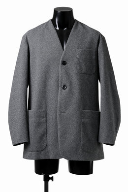 TARO HORIUCHI / th products Collarless Jacket / active setter tweed knit (gray)