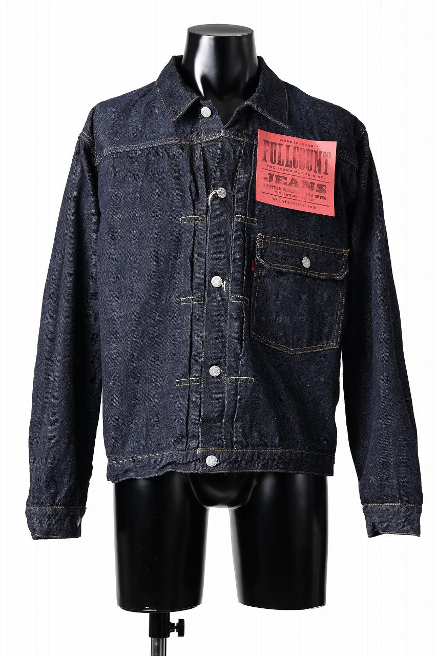 FULLCOUNT Type 1 Denim Jacket / 13.7oz Zimbabwe Selvedge Denim (INDIGO BLUE / ONE WASHED)