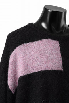 Load image into Gallery viewer, A.F ARTEFACT OVER SIZED BORDER  COMBI KNIT TOPS / MIX WOOL (BLACK x PURPLE)