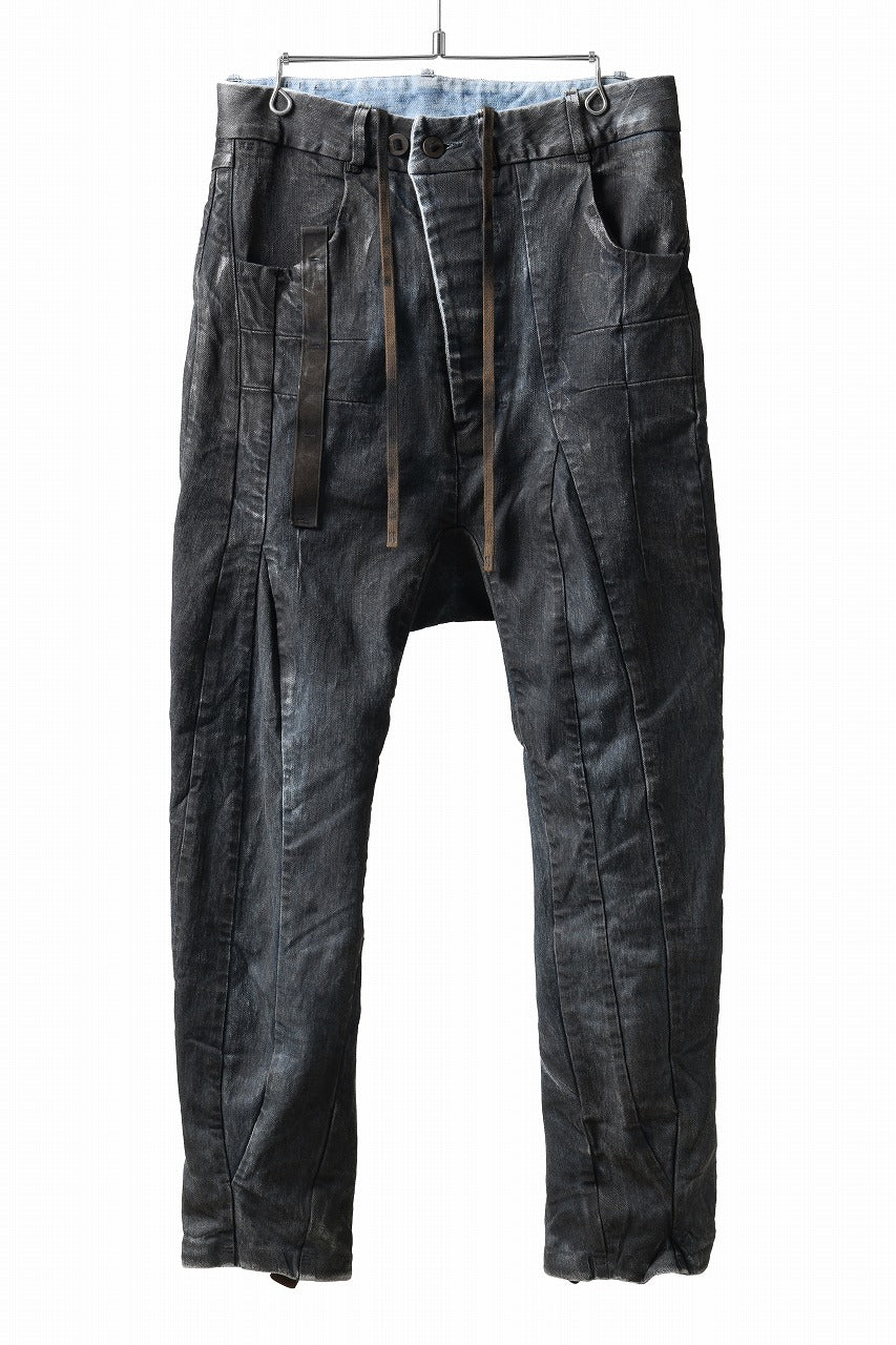 BORIS BIDJAN SABERI CROPPED TROUSER / VINYL PROCESSED & NICKEL PRESSED & ACID DYED "P15.4 CUSTOM BF-FKU10002" (DIRTY ACID DENIM)