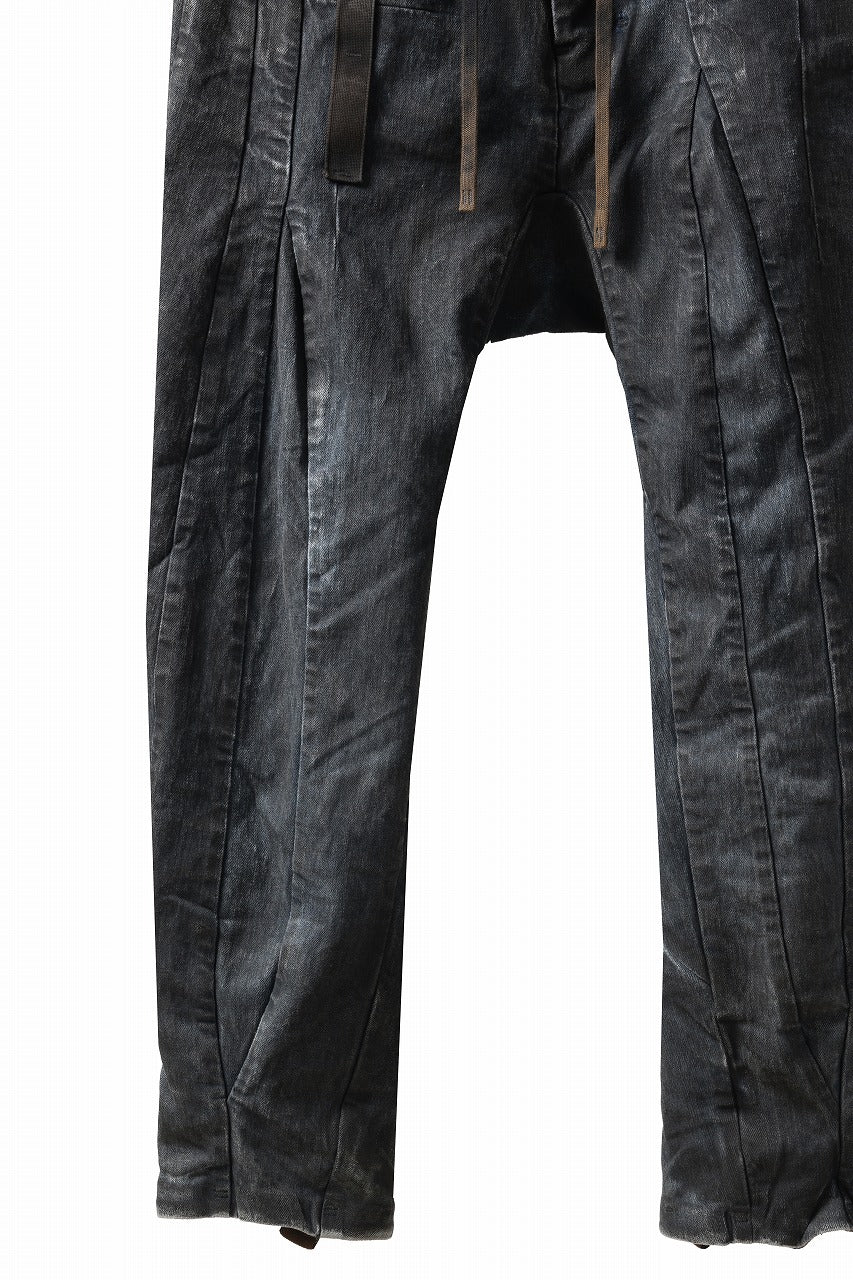 BORIS BIDJAN SABERI CROPPED TROUSER / VINYL PROCESSED & NICKEL PRESSED & ACID DYED "P15.4 CUSTOM BF-FKU10002" (DIRTY ACID DENIM)