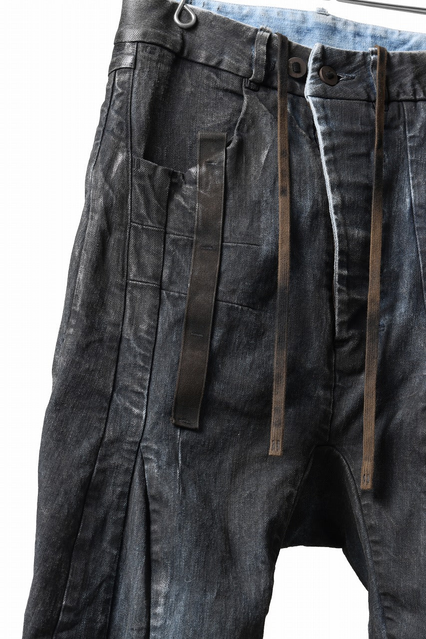 BORIS BIDJAN SABERI CROPPED TROUSER / VINYL PROCESSED & NICKEL PRESSED & ACID DYED "P15.4 CUSTOM BF-FKU10002" (DIRTY ACID DENIM)