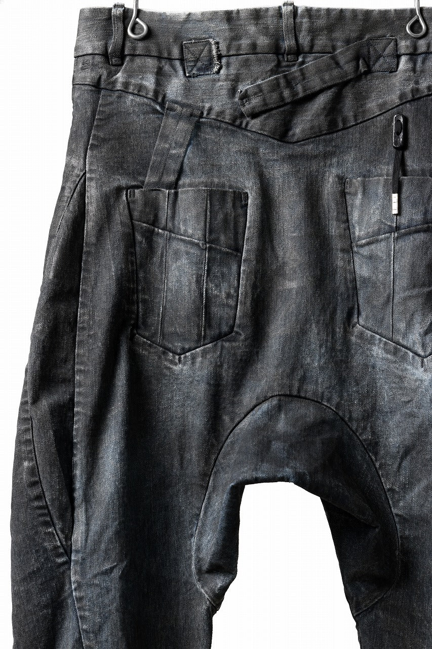 BORIS BIDJAN SABERI CROPPED TROUSER / VINYL PROCESSED & NICKEL PRESSED & ACID DYED "P15.4 CUSTOM BF-FKU10002" (DIRTY ACID DENIM)