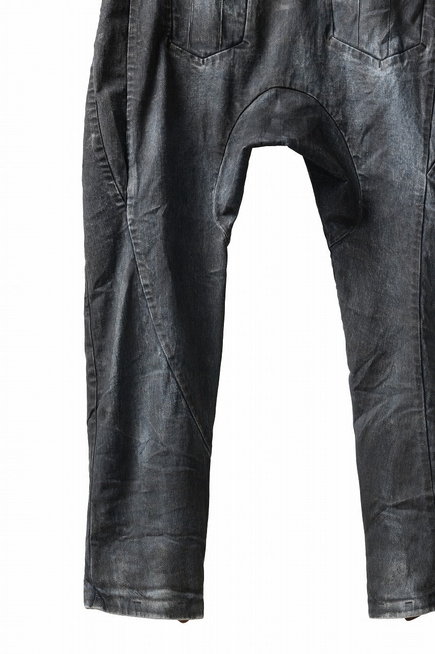 BORIS BIDJAN SABERI CROPPED TROUSER / VINYL PROCESSED & NICKEL PRESSED & ACID DYED "P15.4 CUSTOM BF-FKU10002" (DIRTY ACID DENIM)