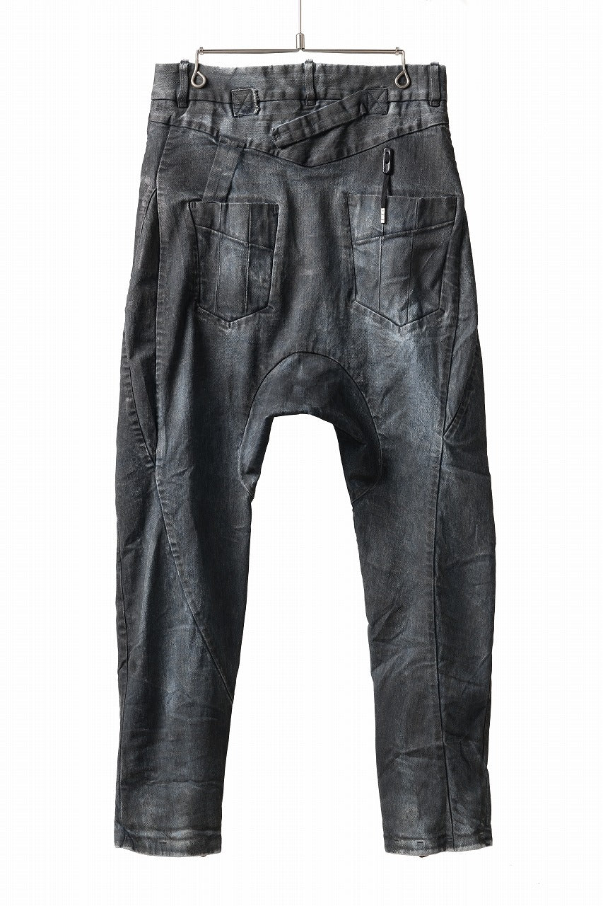 BORIS BIDJAN SABERI CROPPED TROUSER / VINYL PROCESSED & NICKEL PRESSED & ACID DYED "P15.4 CUSTOM BF-FKU10002" (DIRTY ACID DENIM)