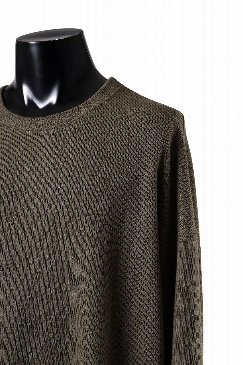 A.F ARTEFACT OVER SIZE FIT TOP / HONEY COMB WAFFLE KNIT JERSEY (KHAKI)