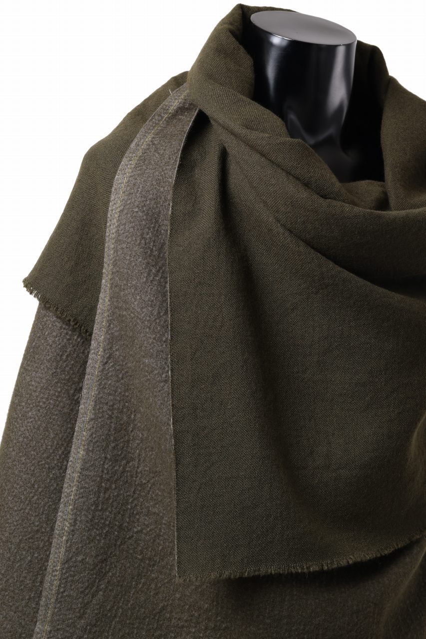blackcrow needle punch shawl / cashmere x ramie (khaki x grey)