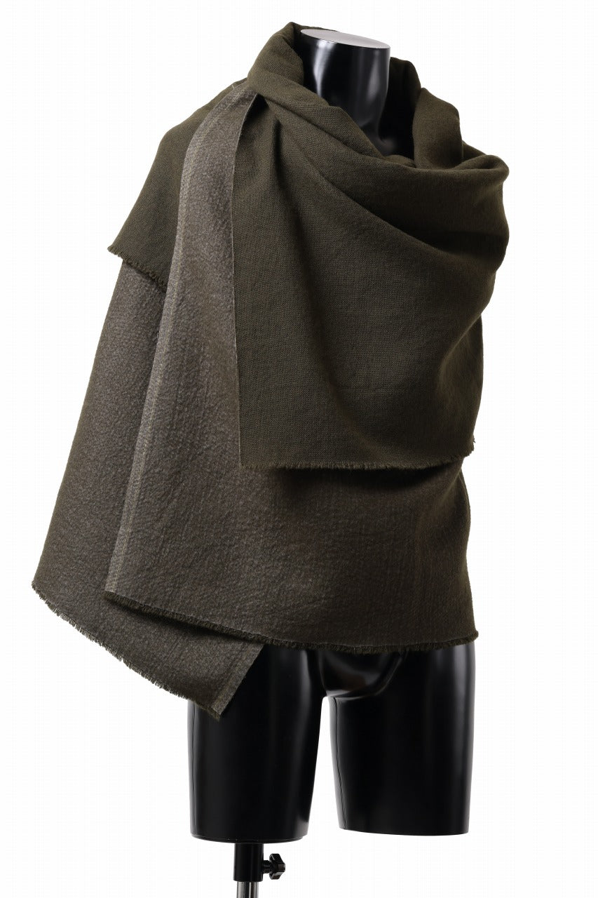 blackcrow needle punch shawl / cashmere x ramie (khaki x grey)