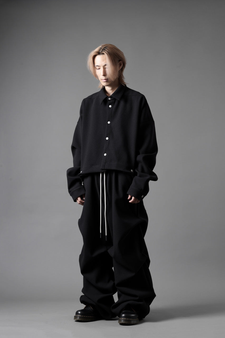 画像をギャラリービューアに読み込む, A.F ARTEFACT CROPPED SHIRT JACKET / KNIT JERSEY (BLACK)