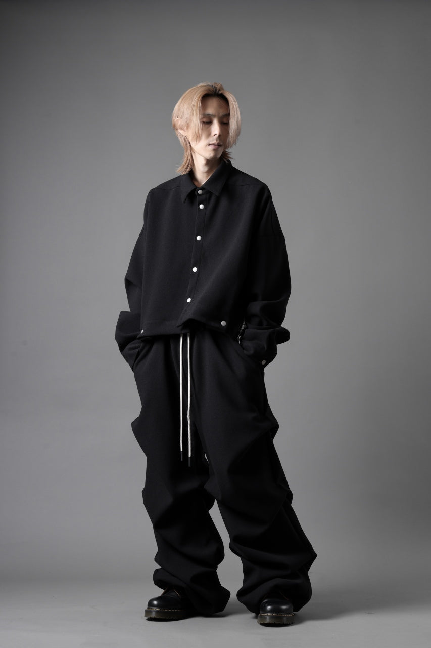 A.F ARTEFACT TUCK VOLUME BAGGY PANTS / PEs KNIT JERSEY (BLACK)