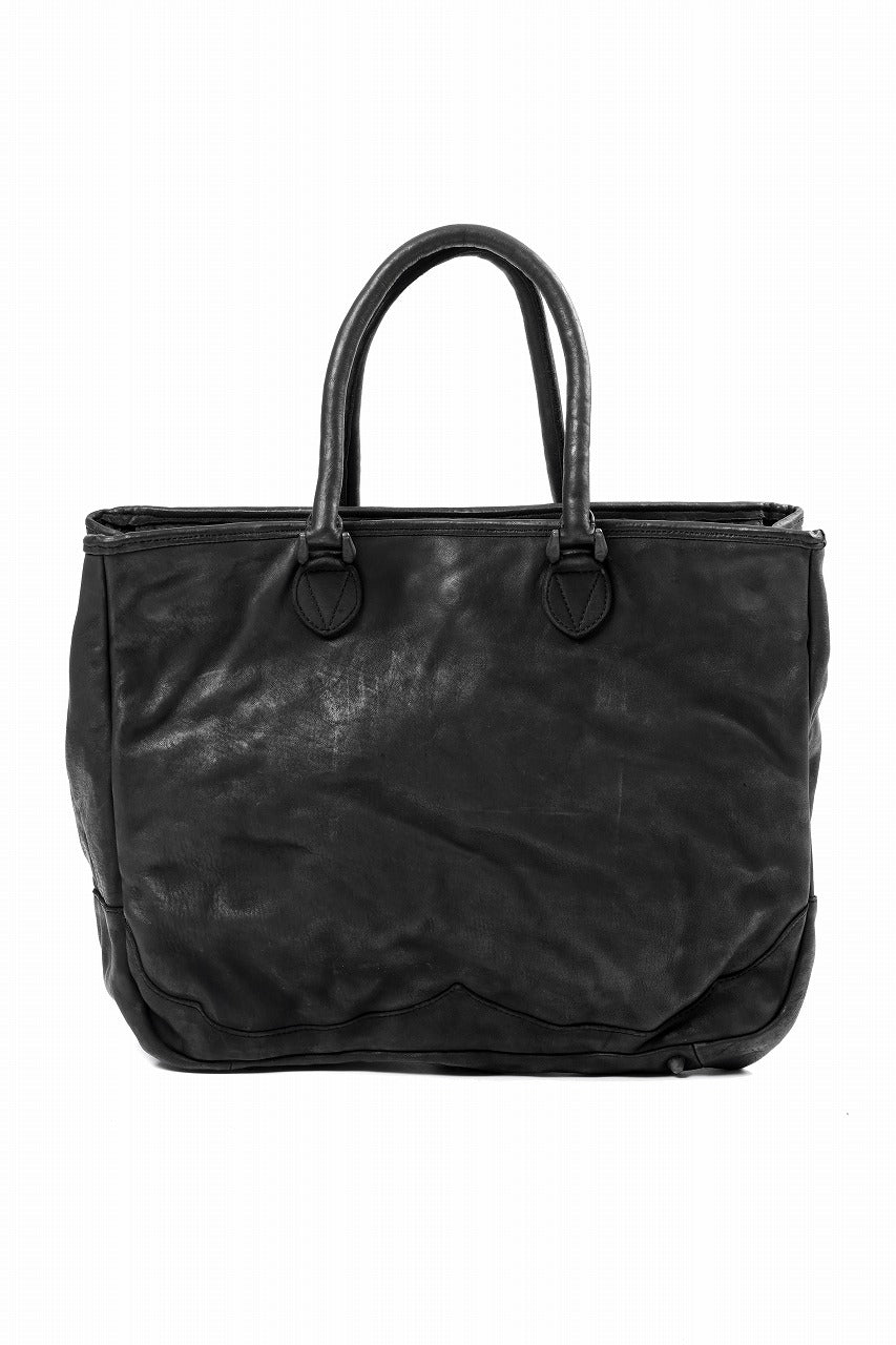 ISAMU KATAYAMA BACKLASH ZIP TOTE BAG / OBJECT DYED JAPAN ROUGH STEER (BLACK)