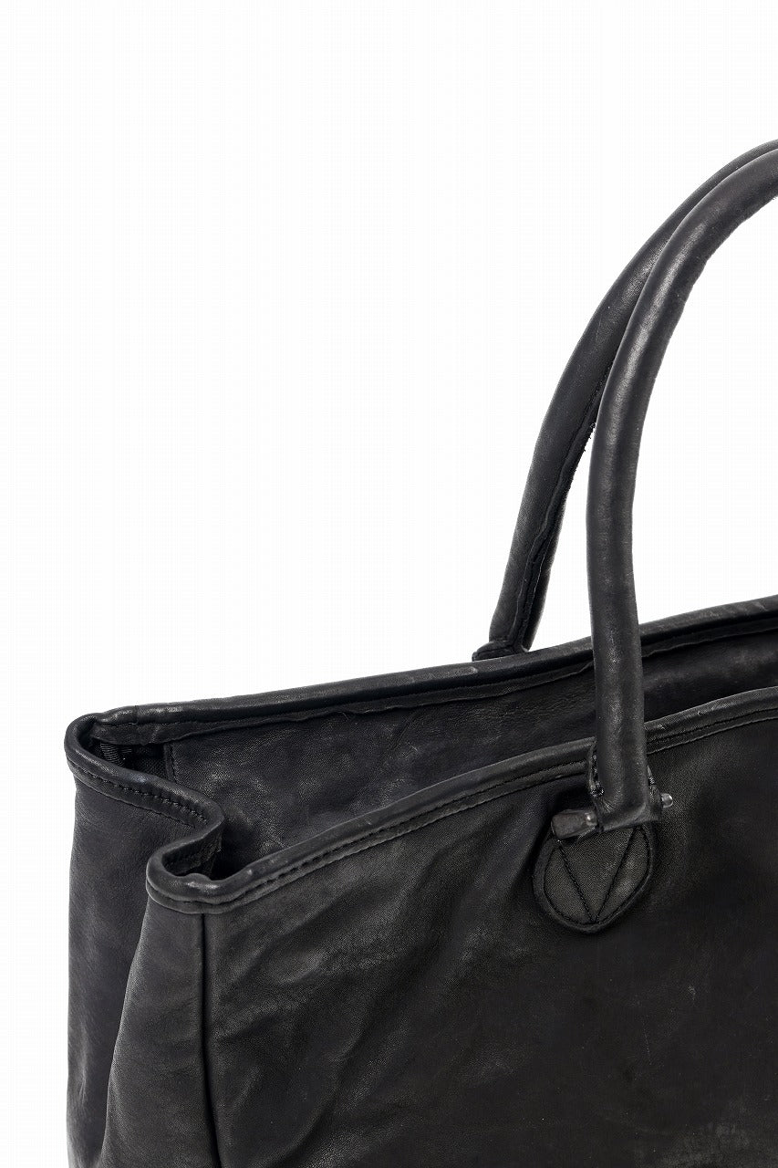 ISAMU KATAYAMA BACKLASH ZIP TOTE BAG / OBJECT DYED JAPAN ROUGH STEER (BLACK)