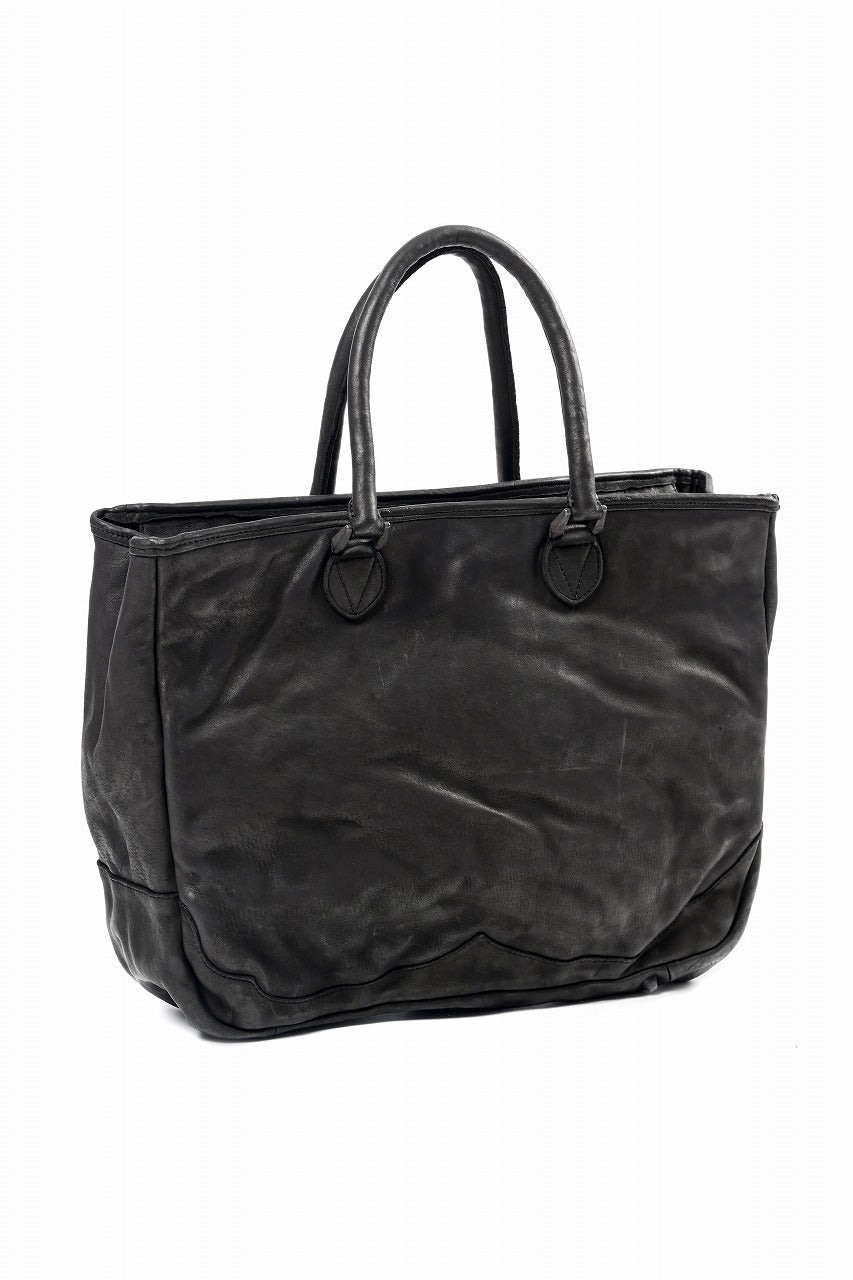 ISAMU KATAYAMA BACKLASH ZIP TOTE BAG / OBJECT DYED JAPAN ROUGH STEER (BLACK)