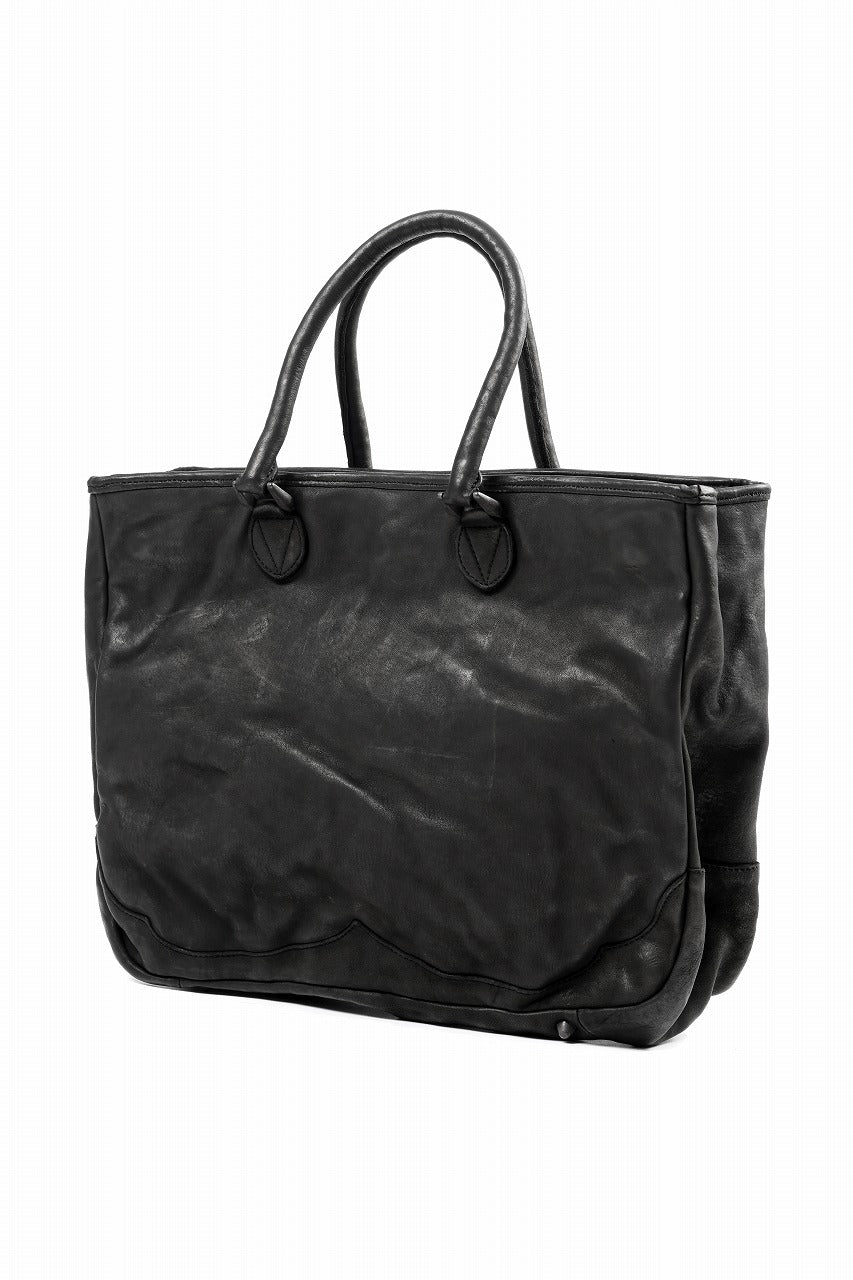 ISAMU KATAYAMA BACKLASH ZIP TOTE BAG / OBJECT DYED JAPAN ROUGH STEER (BLACK)