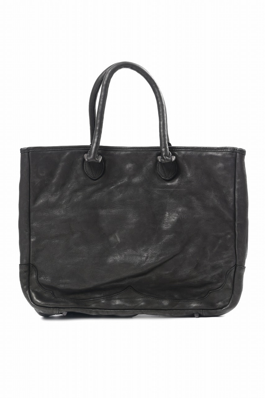 ISAMU KATAYAMA BACKLASH ZIP TOTE BAG / OBJECT DYED JAPAN ROUGH STEER (BLACK)