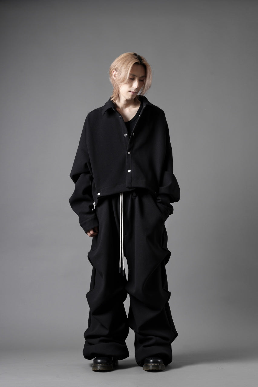 A.F ARTEFACT TUCK VOLUME BAGGY PANTS / PEs KNIT JERSEY (BLACK)