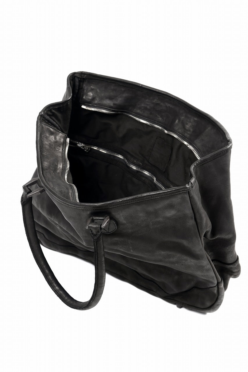 ISAMU KATAYAMA BACKLASH ZIP TOTE BAG / OBJECT DYED JAPAN ROUGH STEER (BLACK)