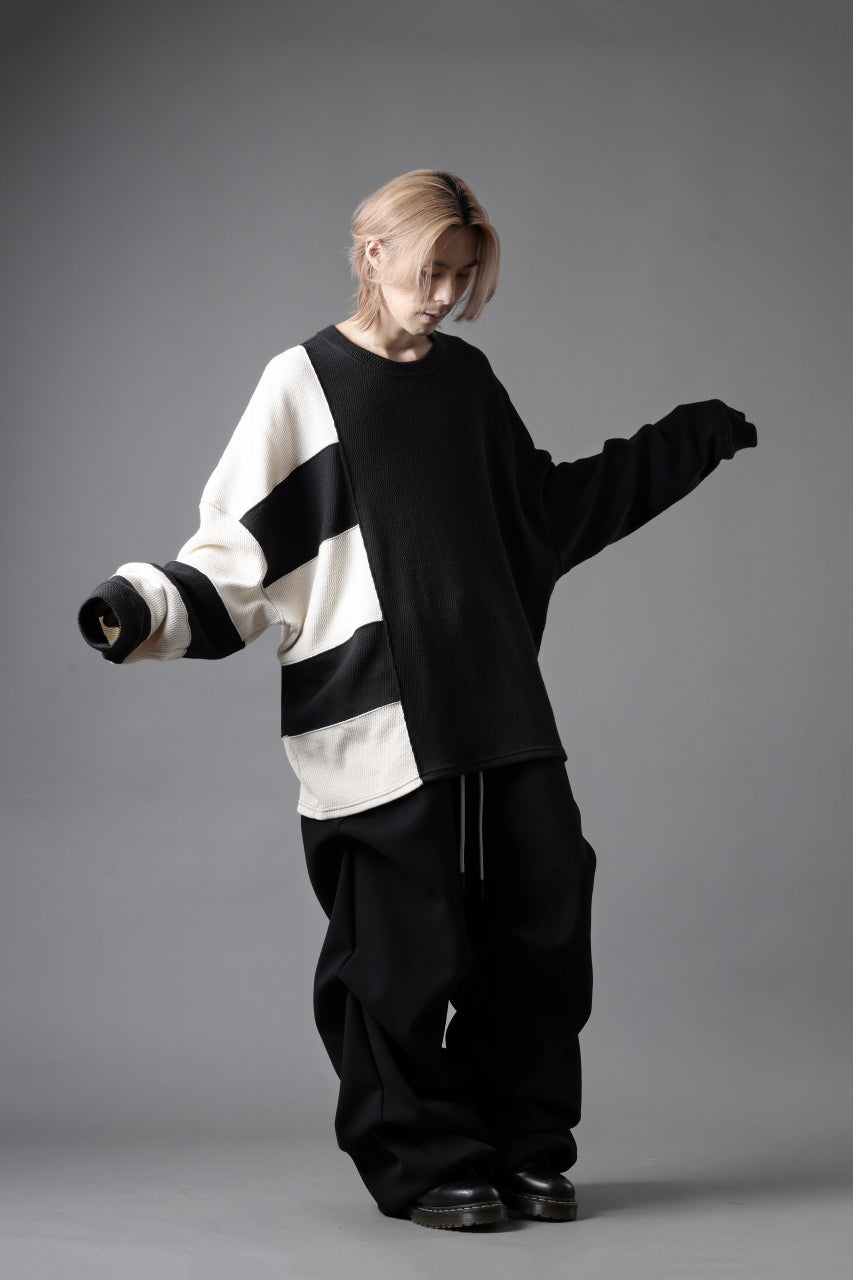 A.F ARTEFACT TUCK VOLUME BAGGY PANTS / PEs KNIT JERSEY (BLACK)