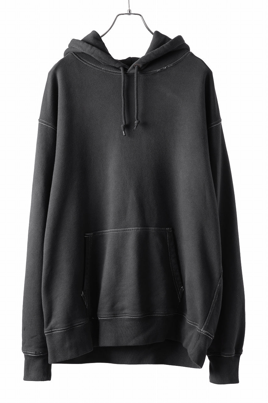 DEFORMATER.® THREE PROCESSING SWEAT HOODIE - DYED/BIO/FROST EFFECT (VINTAGE BLACK)