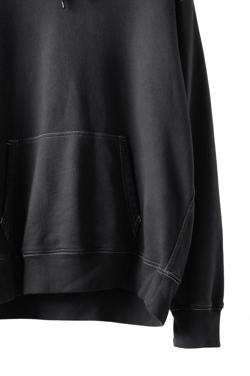 DEFORMATER.® THREE PROCESSING SWEAT HOODIE - DYED/BIO/FROST EFFECT (VINTAGE BLACK)