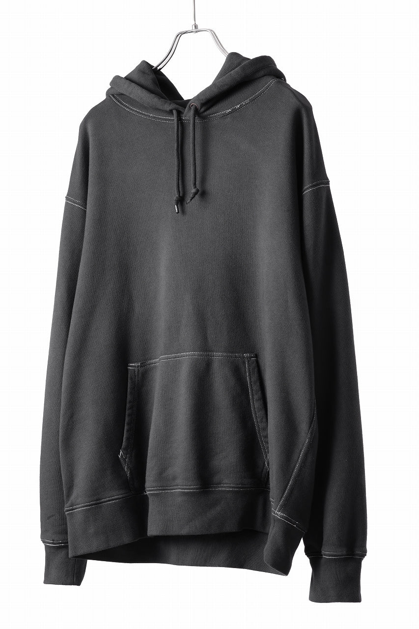 DEFORMATER.® THREE PROCESSING SWEAT HOODIE - DYED/BIO/FROST EFFECT (VINTAGE BLACK)