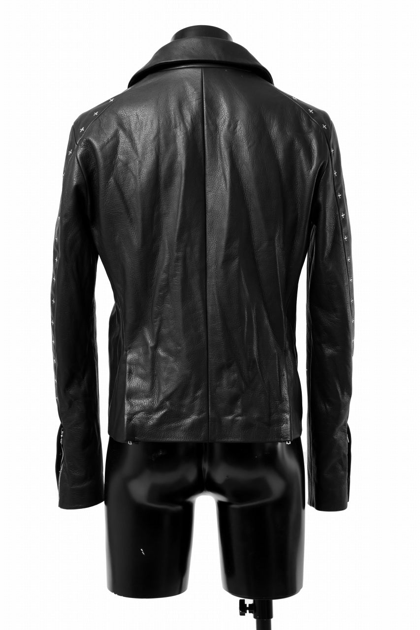 m.a+ silver crosses sleeve diagonal zip biker jacket / J1/S+/SY1.0 