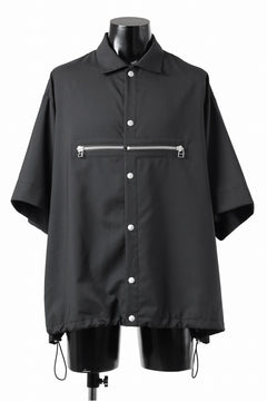 画像をギャラリービューアに読み込む, A.F ARTEFACT FRONT ZIP SQUEEZING SHIRT / TROPICAL WOOL (BLACK)