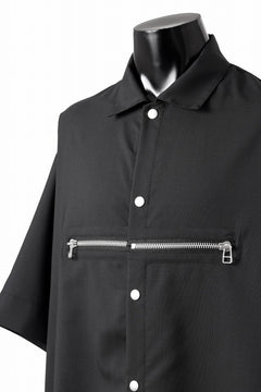 画像をギャラリービューアに読み込む, A.F ARTEFACT FRONT ZIP SQUEEZING SHIRT / TROPICAL WOOL (BLACK)