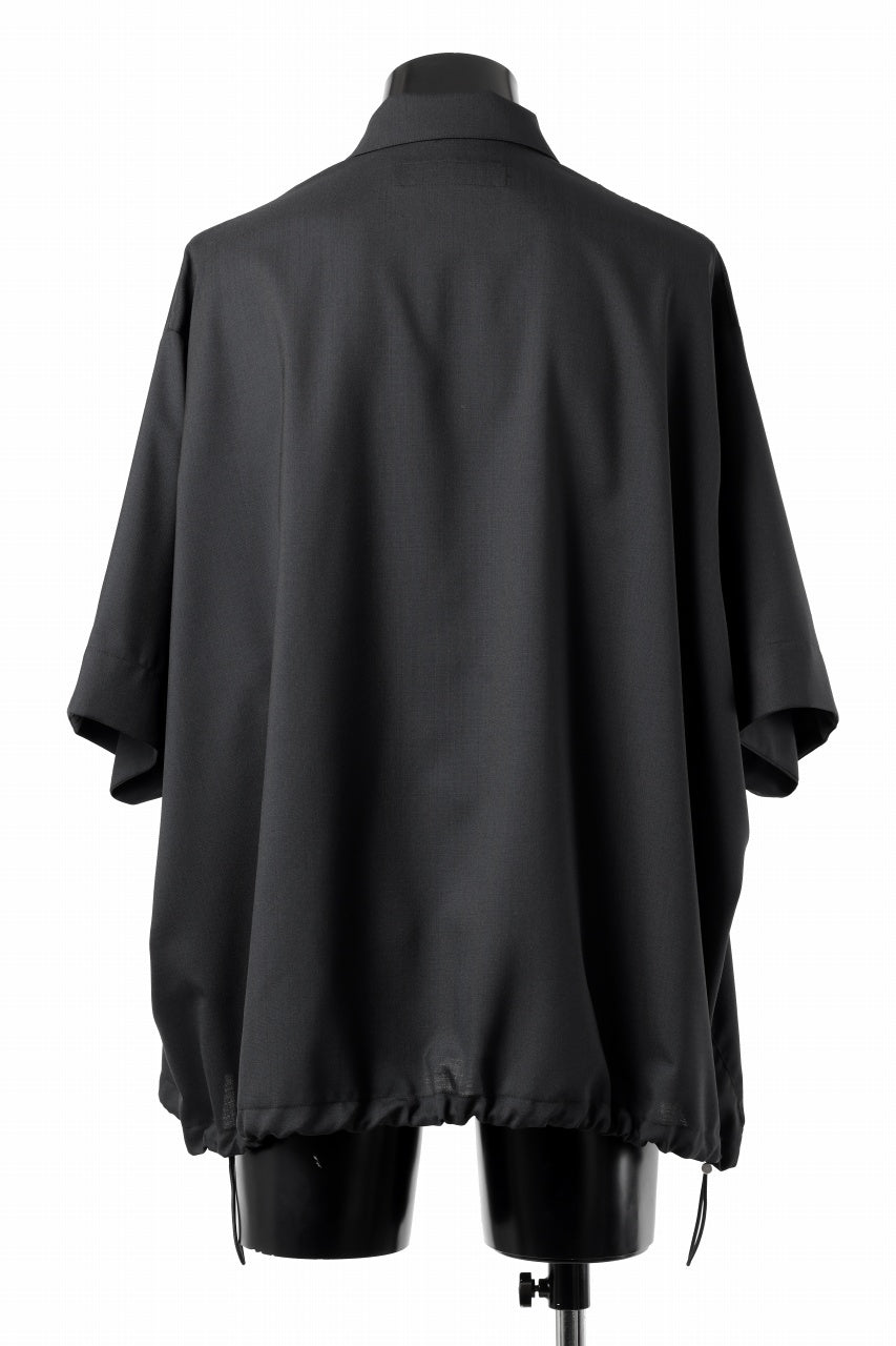 A.F ARTEFACT FRONT ZIP SQUEEZING SHIRT / TROPICAL WOOL (BLACK)