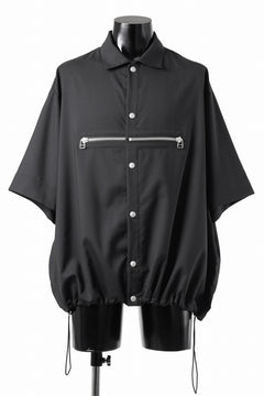 画像をギャラリービューアに読み込む, A.F ARTEFACT FRONT ZIP SQUEEZING SHIRT / TROPICAL WOOL (BLACK)