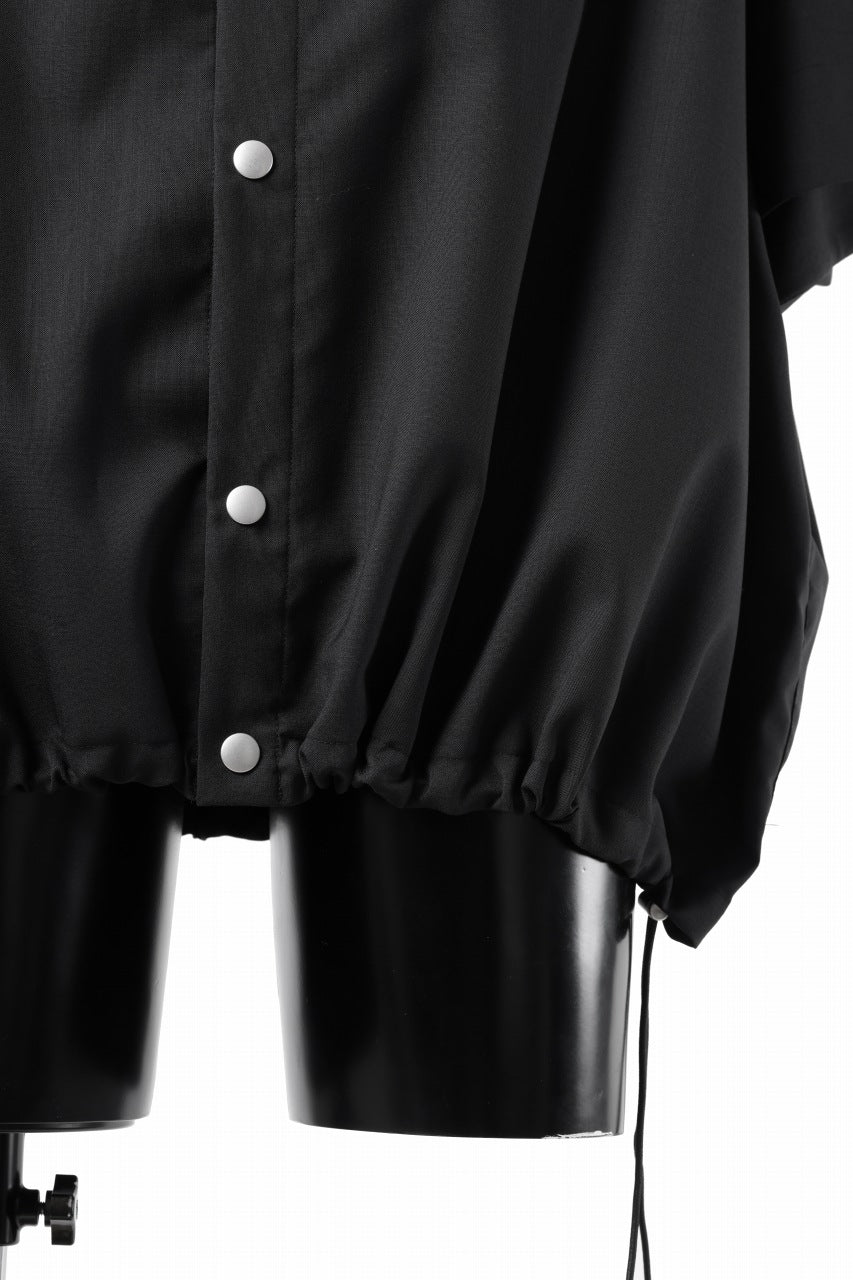 A.F ARTEFACT FRONT ZIP SQUEEZING SHIRT / TROPICAL WOOL (BLACK)