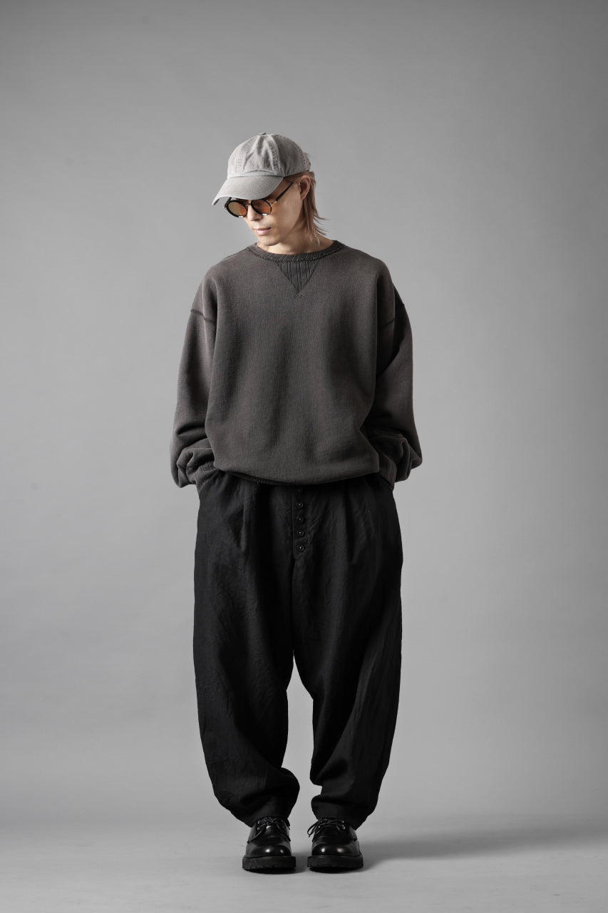 KLASICA "VICTOR" BACK SEAM TAPERED TROUSERS / "END ON END" SUPER 120's WOOL x HEMP (MATT BLACK)