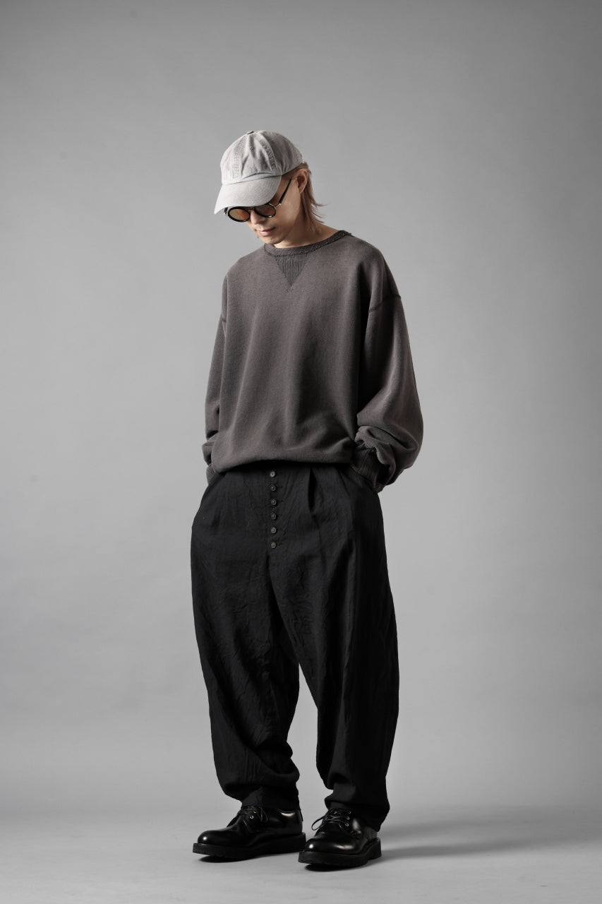 KLASICA "VICTOR" BACK SEAM TAPERED TROUSERS / "END ON END" SUPER 120's WOOL x HEMP (MATT BLACK)