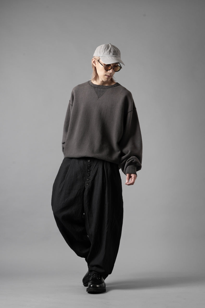 KLASICA "VICTOR" BACK SEAM TAPERED TROUSERS / "END ON END" SUPER 120's WOOL x HEMP (MATT BLACK)