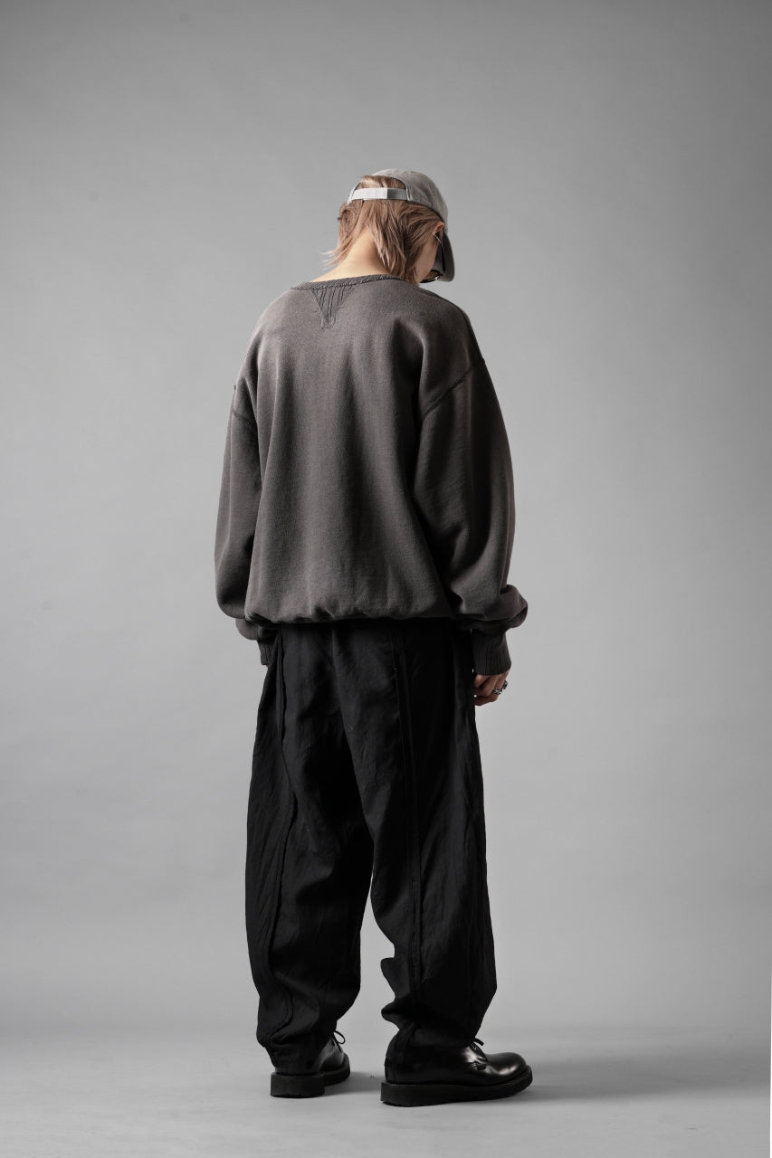 KLASICA "VICTOR" BACK SEAM TAPERED TROUSERS / "END ON END" SUPER 120's WOOL x HEMP (MATT BLACK)