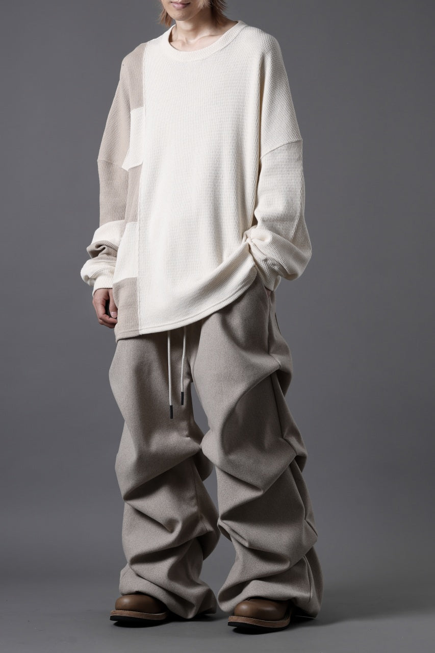 A.F ARTEFACT TUCK VOLUME BAGGY PANTS / PEs KNIT JERSEY (BEIGE)