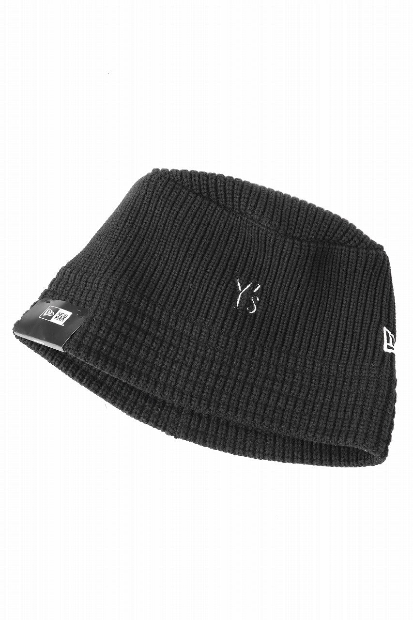 Y's x New Era® KNIT BUCKET OUTLINE HAT (BLACK)