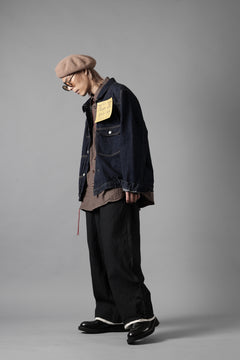 画像をギャラリービューアに読み込む, KLASICA &quot;GALWAY&quot; CUT OFF BOLD STRAIGHT TROUSERS / &quot;END ON END&quot; SUPER 120&#39;s WOOL x HEMP (MATT BLACK)