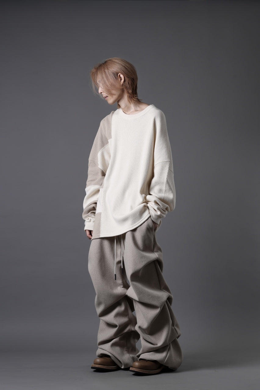 A.F ARTEFACT TUCK VOLUME BAGGY PANTS / PEs KNIT JERSEY (BEIGE)