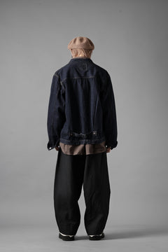 画像をギャラリービューアに読み込む, KLASICA &quot;GALWAY&quot; CUT OFF BOLD STRAIGHT TROUSERS / &quot;END ON END&quot; SUPER 120&#39;s WOOL x HEMP (MATT BLACK)