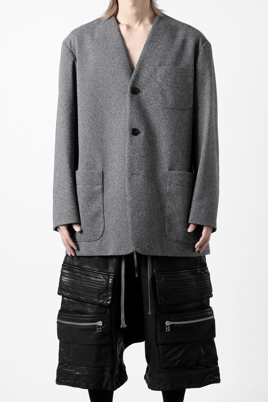 Load image into Gallery viewer, TARO HORIUCHI / th products Collarless Jacket / active setter tweed knit (gray)